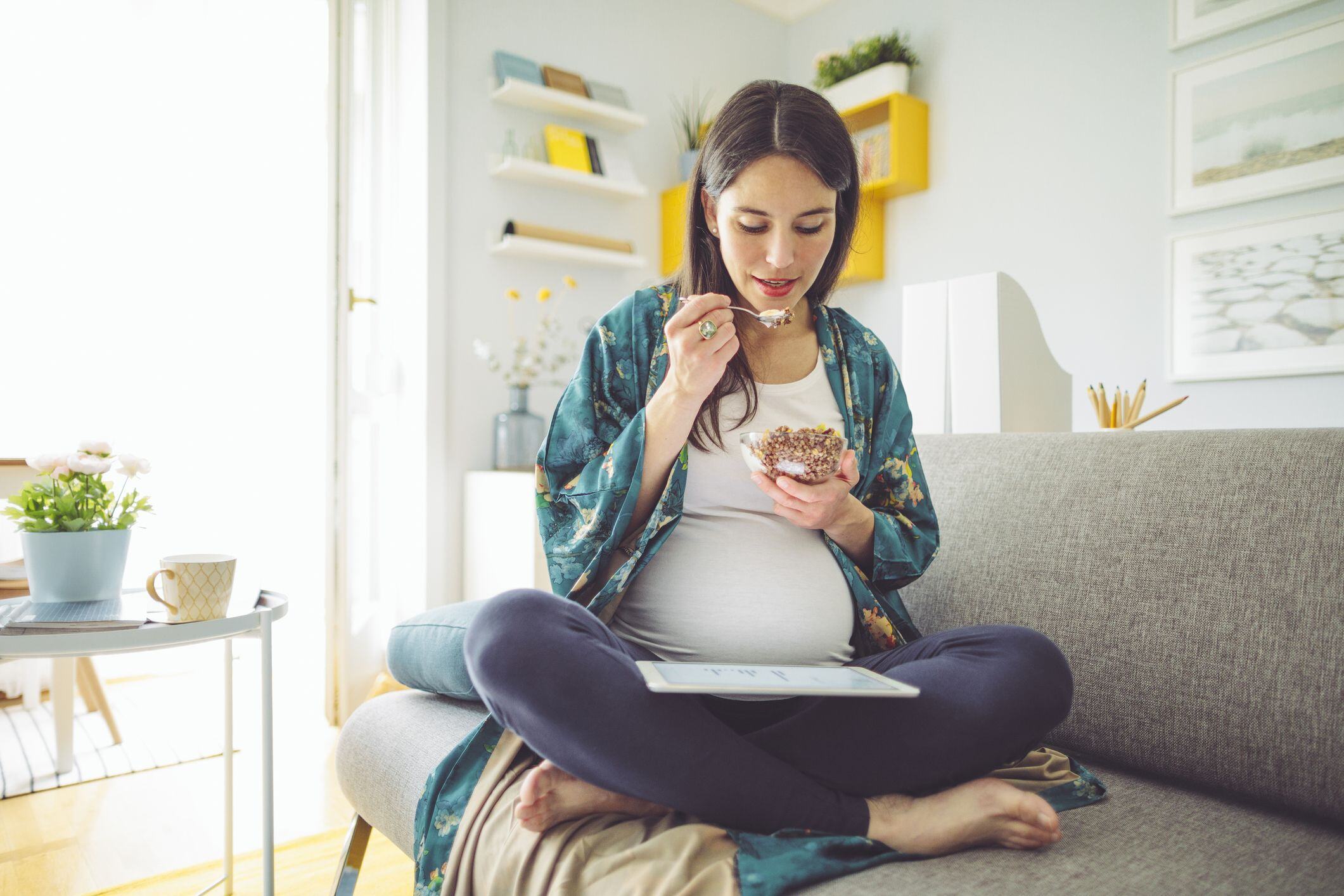 Pregnant woman eating